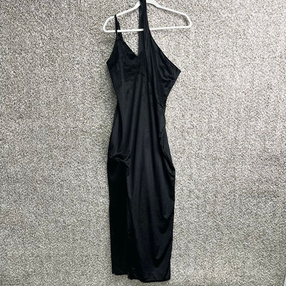 Club L London  Formal Dress Women’s 8‎ Black Velvet One Shoulder Midi